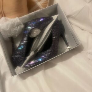 Steve Madden Iridescent Black Glitter Pointed-Toe Stilettos